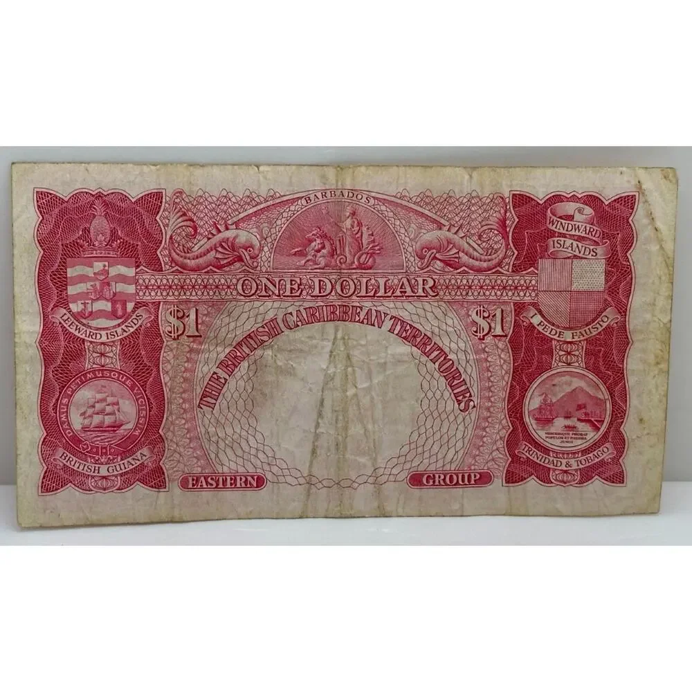 British Caribbean Territories $1 Dollar Banknote 1957-01-02 KM:7b Circulated